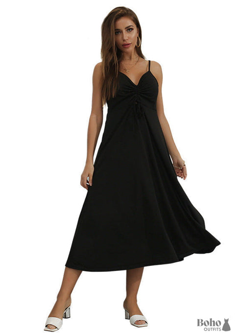 Casual boho long black dress